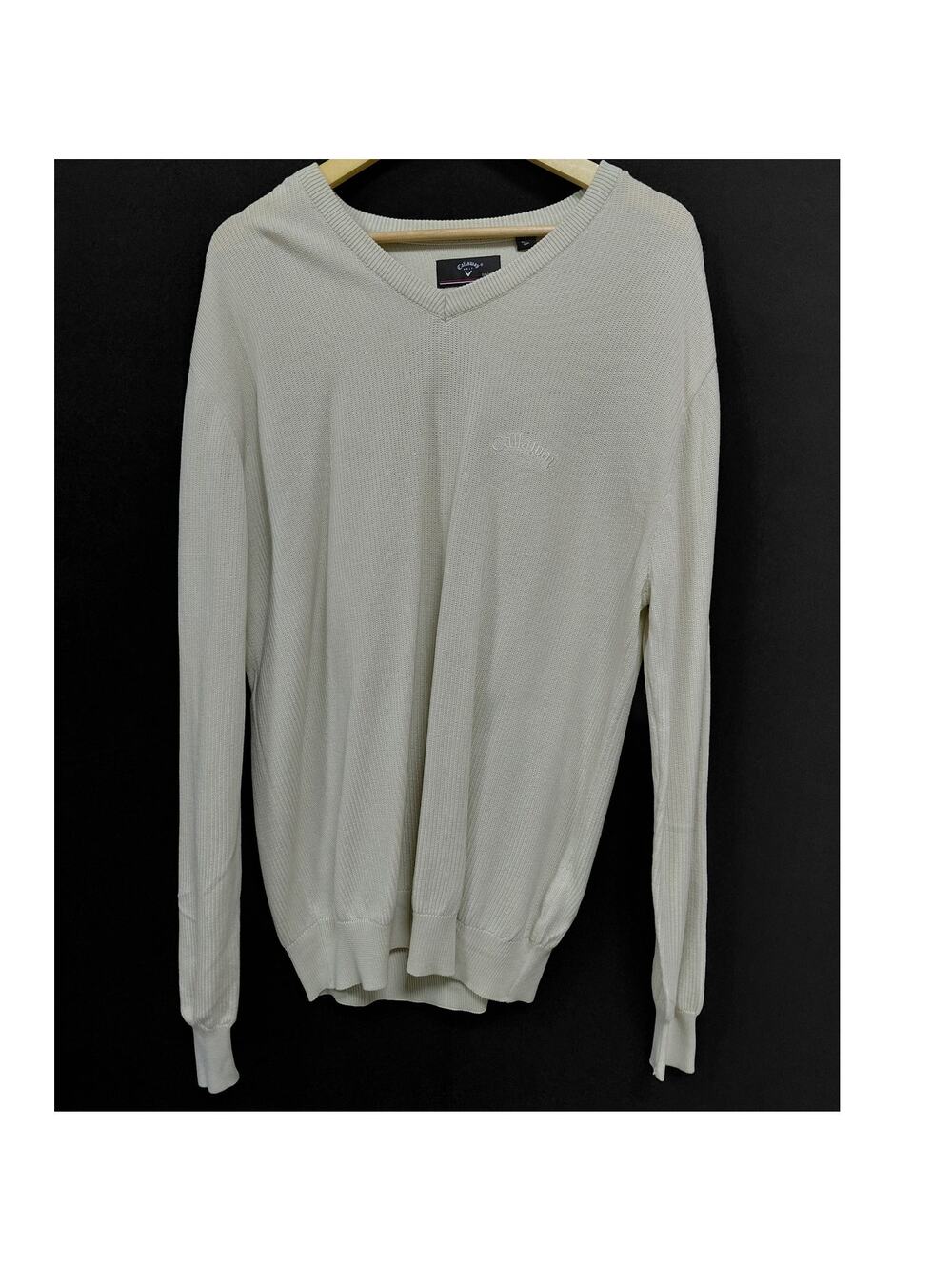 Callaway Golf SPORT Cotton Sweater Beige Solid Knit Men Size L
